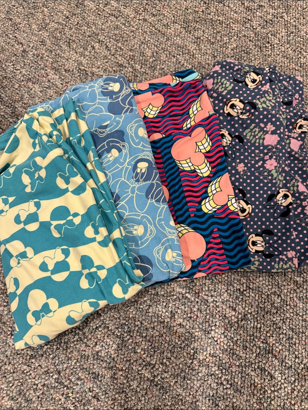 LuLaRoe women’s Mixed Character & Floral Print Leggings - Teal, Blue, Pink, Navy